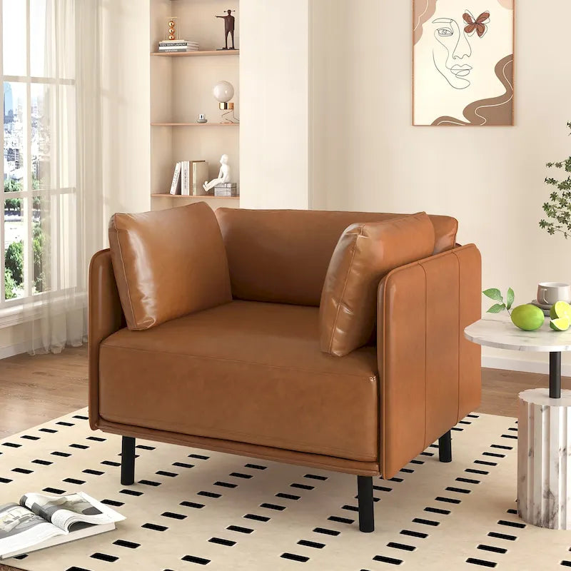 Brown 39" Accent Chair with Metal Legs