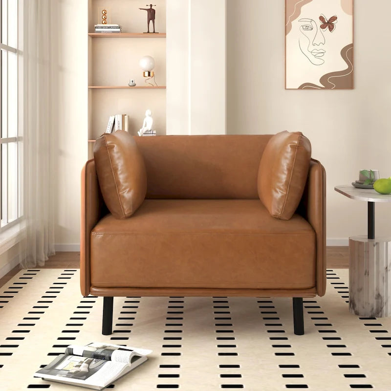 Brown 39" Accent Chair with Metal Legs
