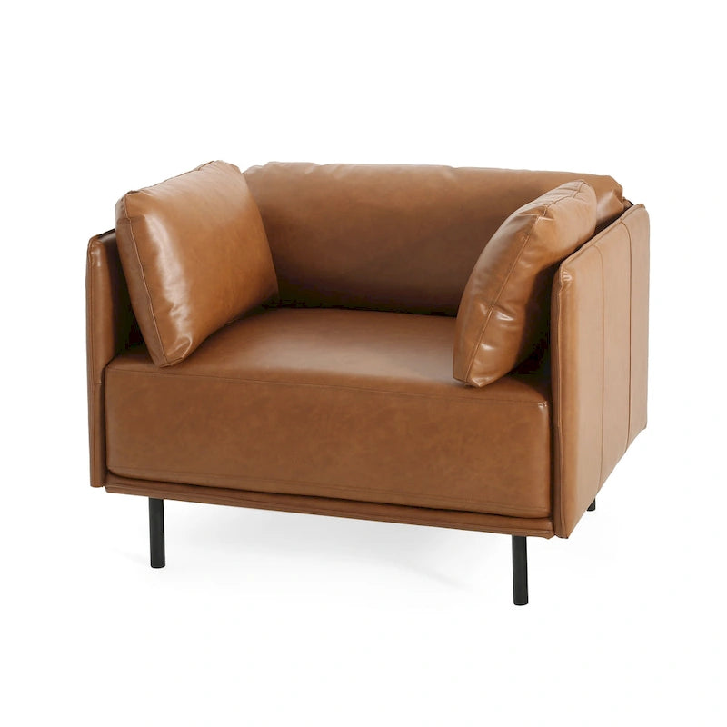 Brown 39" Accent Chair with Metal Legs
