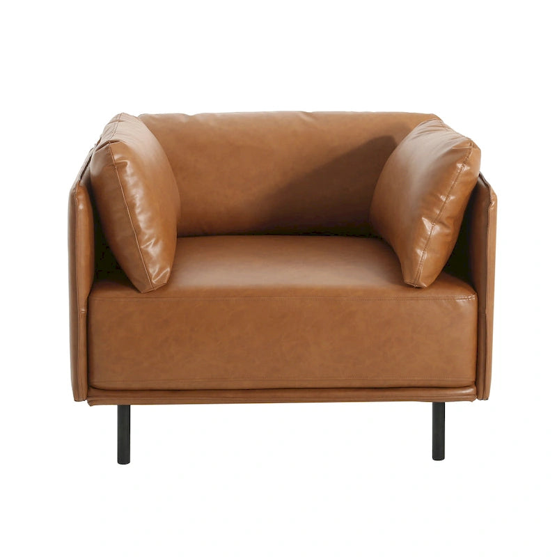 Brown 39" Accent Chair with Metal Legs