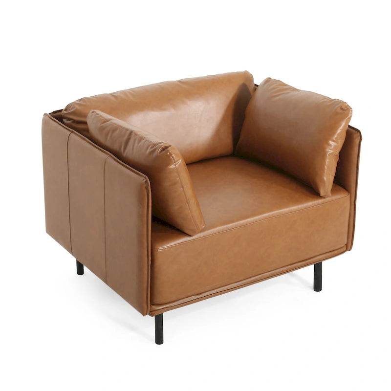 Brown 39" Accent Chair with Metal Legs