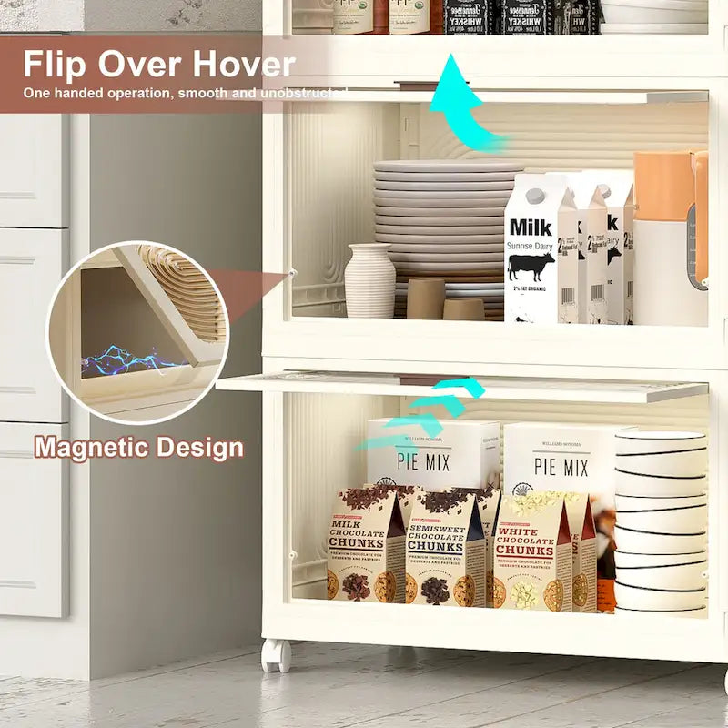 4-Tier Plastic Storage Bins with Lids, Wheels & Collapsible Design
