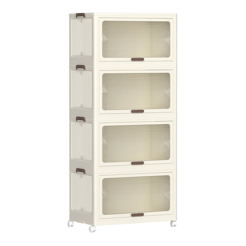 4-Tier Plastic Storage Bins with Lids, Wheels & Collapsible Design