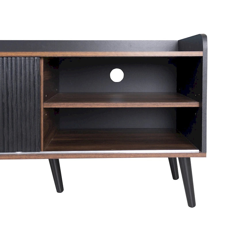 63" Mid-Century TV Stand with 2 Cabinets & Open Compartments for TVs up to 70"