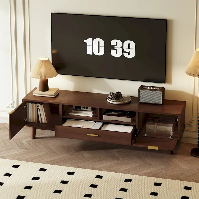 Wood TV Stand for 75 TVs, Modern TV Cabinet for Living Room