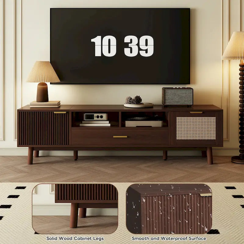 Wood TV Stand for 75 TVs, Modern TV Cabinet for Living Room