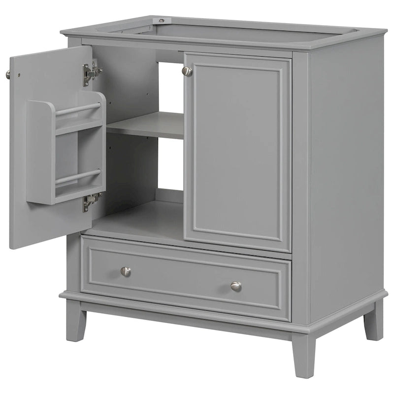 30" Bathroom Floor Storage Cabinet with Doors, Drawers & Adjustable Shelf