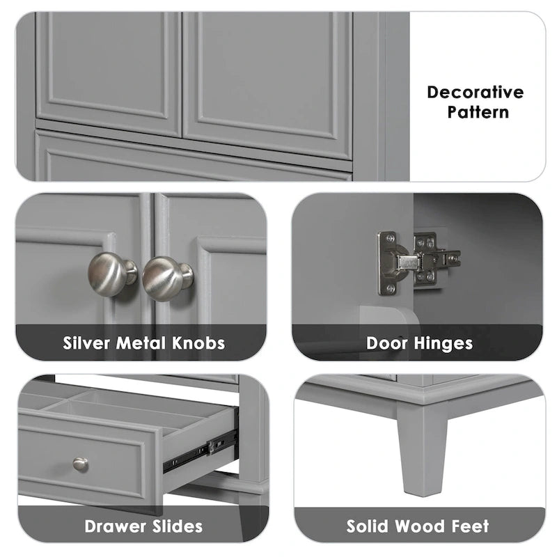 30" Bathroom Floor Storage Cabinet with Doors, Drawers & Adjustable Shelf