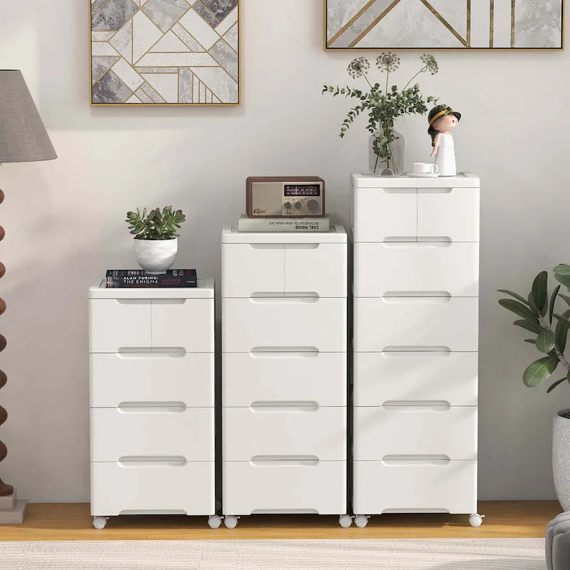 6-Drawer Plastic Rolling Storage Cart with 4 Universal Wheels