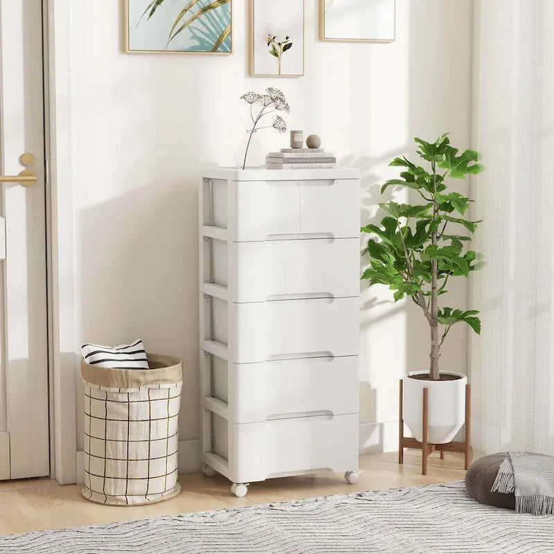 6-Drawer Plastic Rolling Storage Cart with 4 Universal Wheels