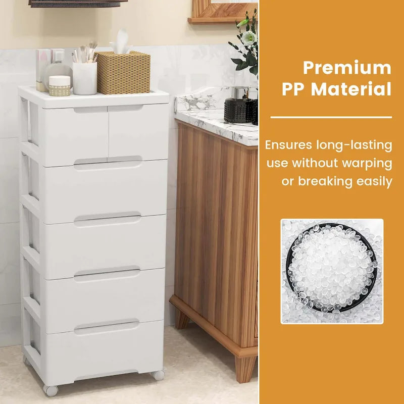 6-Drawer Plastic Rolling Storage Cart with 4 Universal Wheels