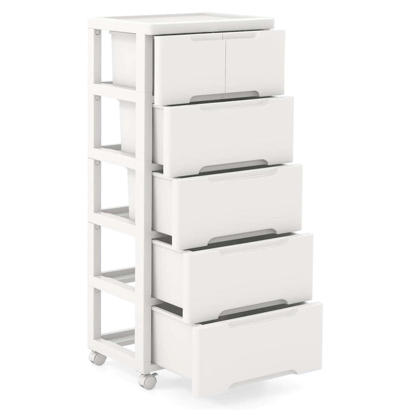 6-Drawer Plastic Rolling Storage Cart with 4 Universal Wheels