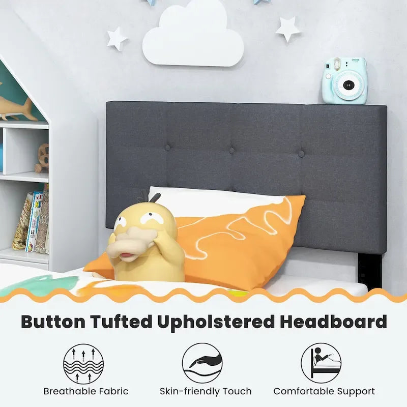 Twin Upholstered Platform Bed Button Tufted