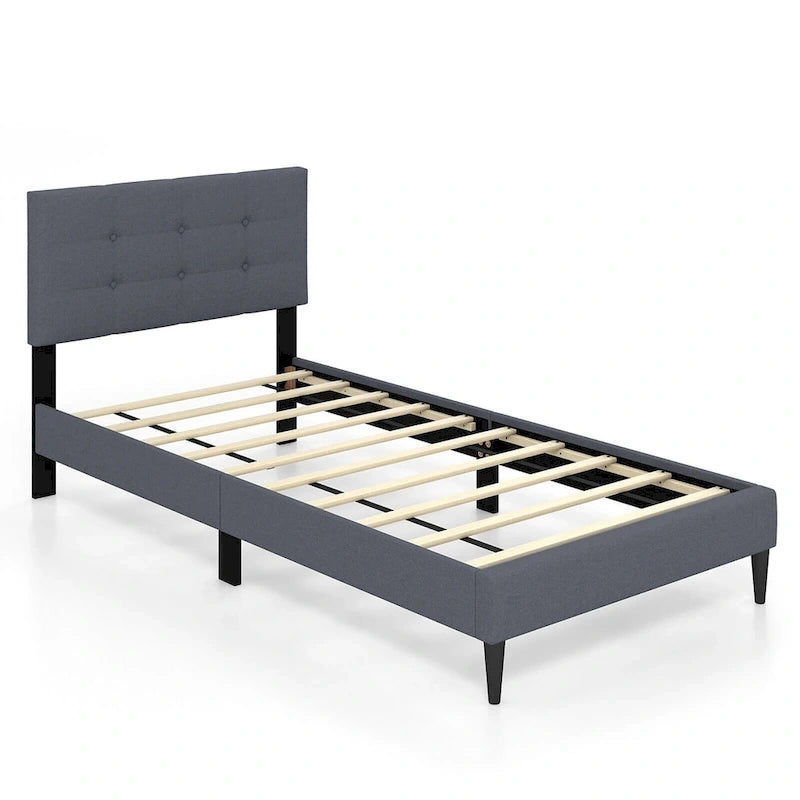 Twin Upholstered Platform Bed Button Tufted