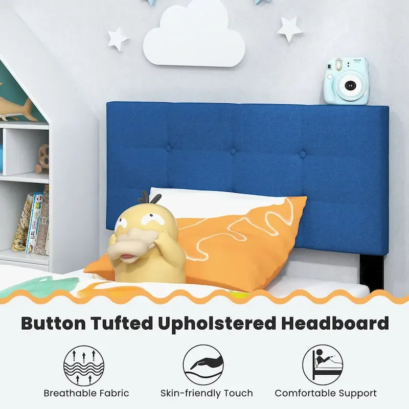 Twin Upholstered Platform Bed Button Tufted
