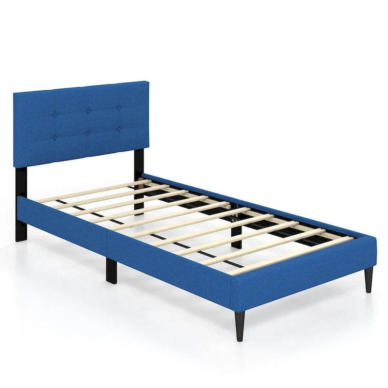 Twin Upholstered Platform Bed Button Tufted