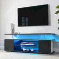 Black 51" TV Stand with LED & Open Storage for 70" TVs