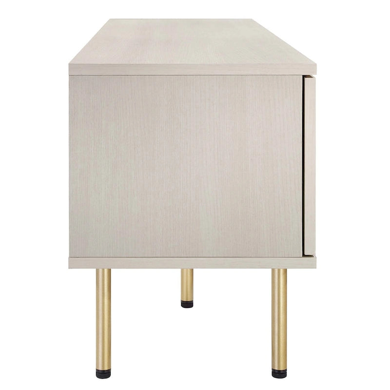 60" TV Stand with Rattan Sliding Doors & Metal Legs