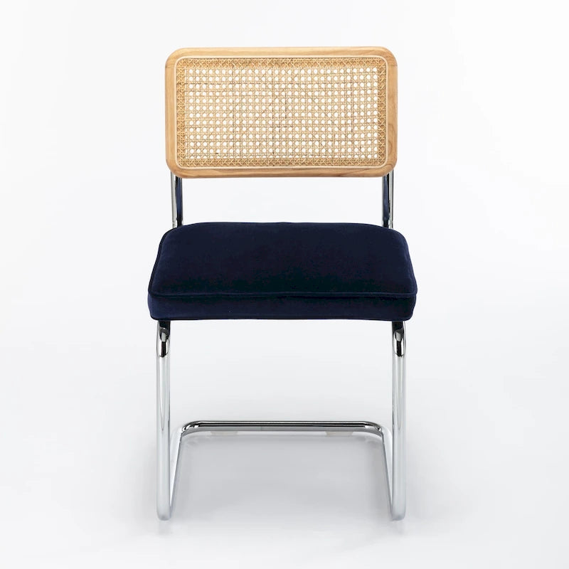 Cane Back Velvet Side Chair