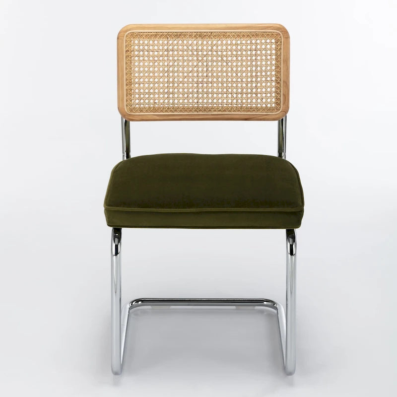 Cane Back Velvet Side Chair