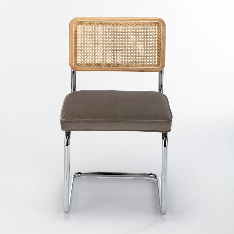 Cane Back Velvet Side Chair
