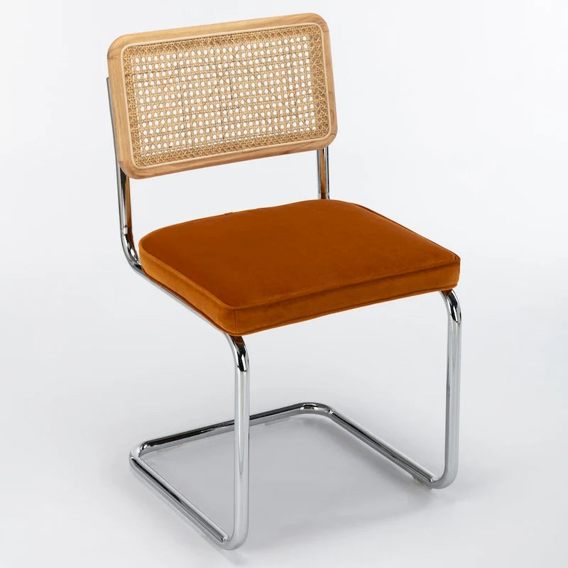 Cane Back Velvet Side Chair