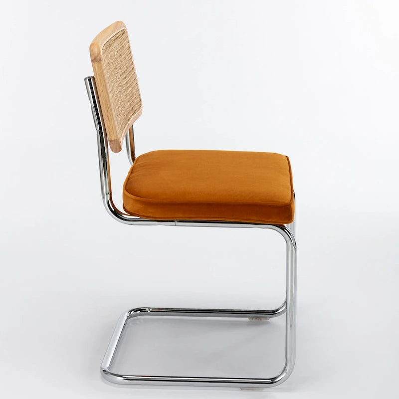 Cane Back Velvet Side Chair