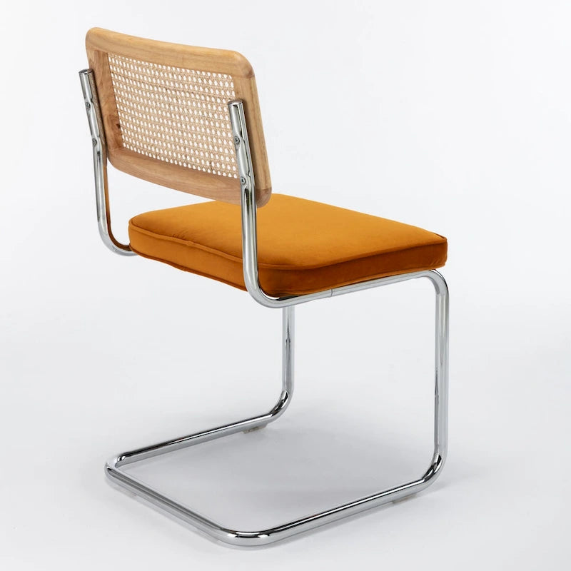 Cane Back Velvet Side Chair