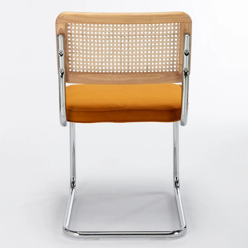 Cane Back Velvet Side Chair