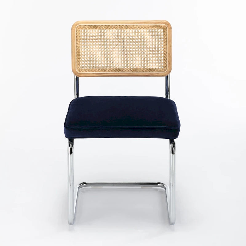 Cane Back Velvet Side Chair