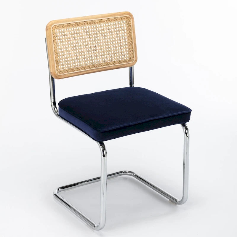 Cane Back Velvet Side Chair