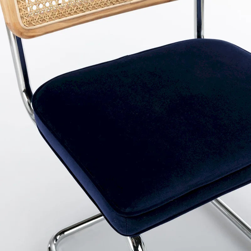 Cane Back Velvet Side Chair