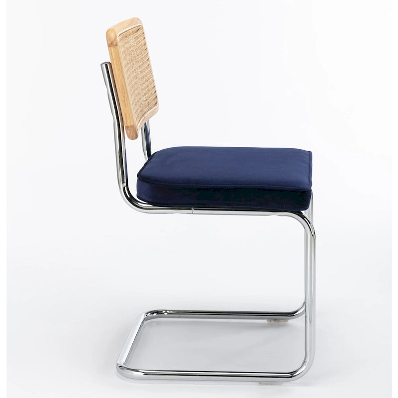 Cane Back Velvet Side Chair