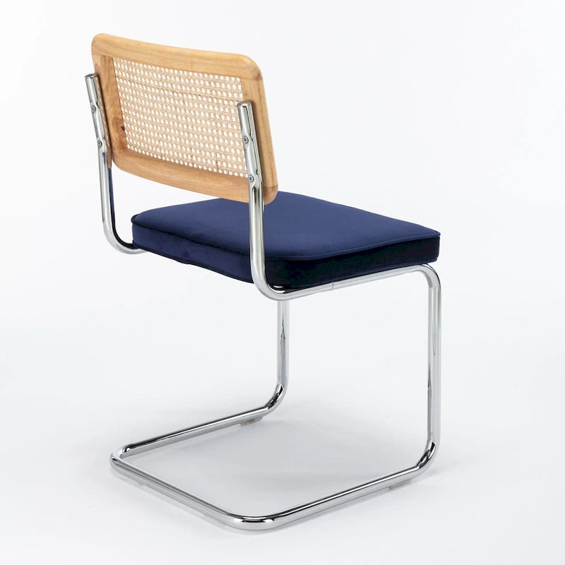 Cane Back Velvet Side Chair