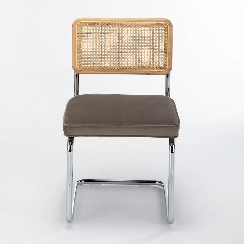 Cane Back Velvet Side Chair