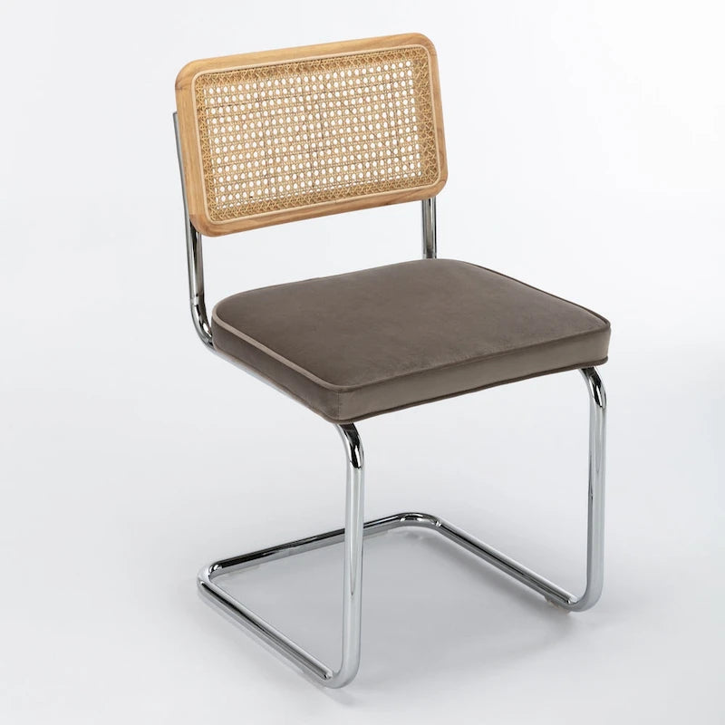 Cane Back Velvet Side Chair