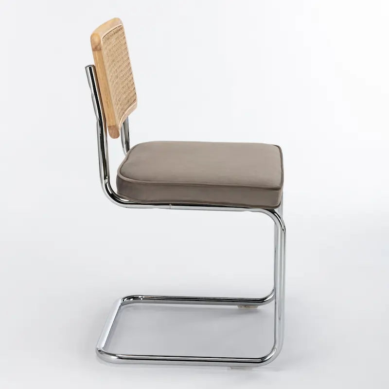 Cane Back Velvet Side Chair