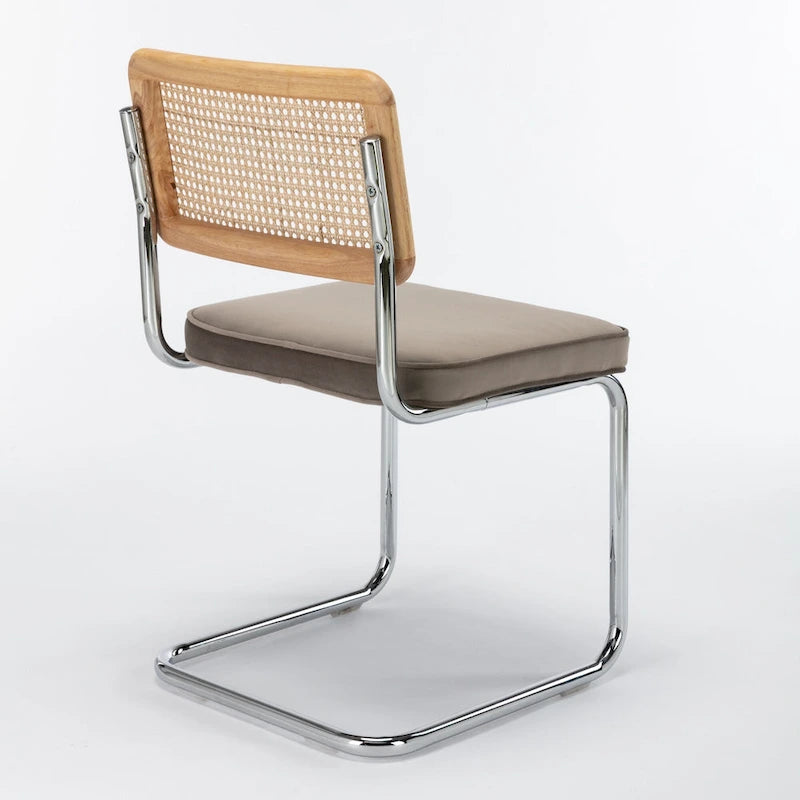 Cane Back Velvet Side Chair