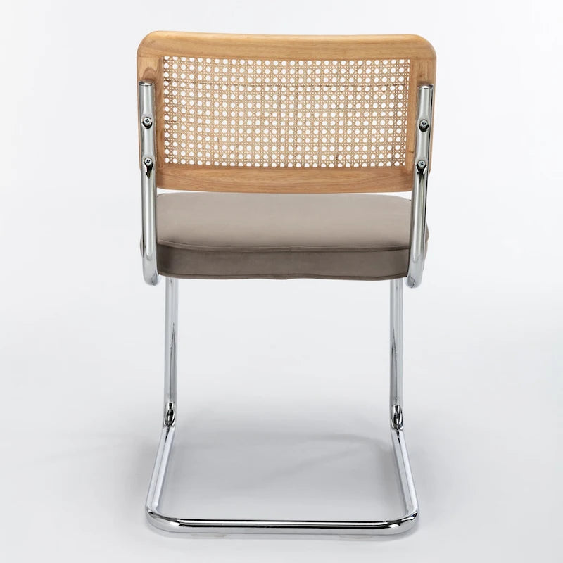 Cane Back Velvet Side Chair