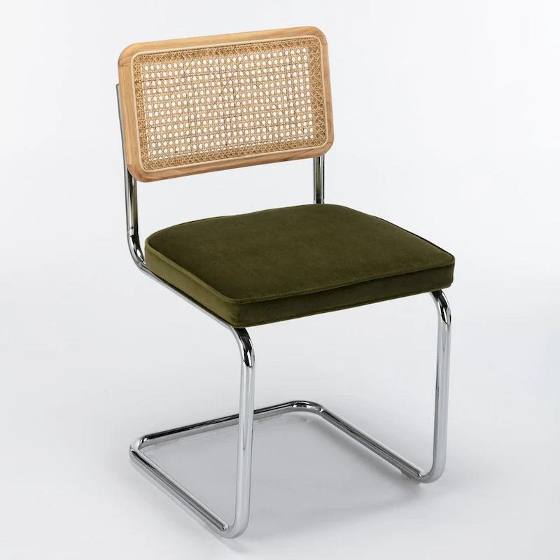 Cane Back Velvet Side Chair