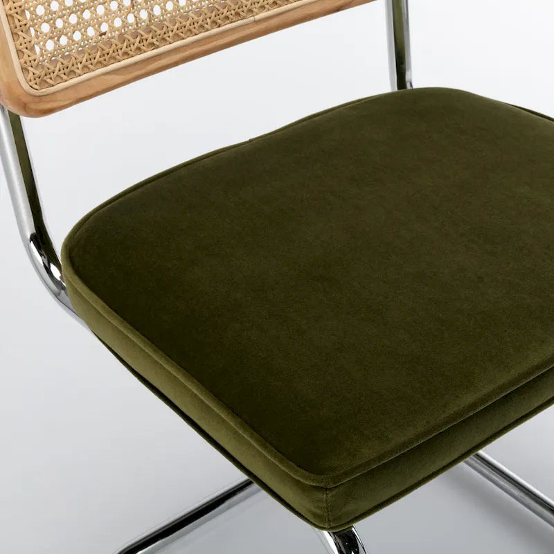 Cane Back Velvet Side Chair