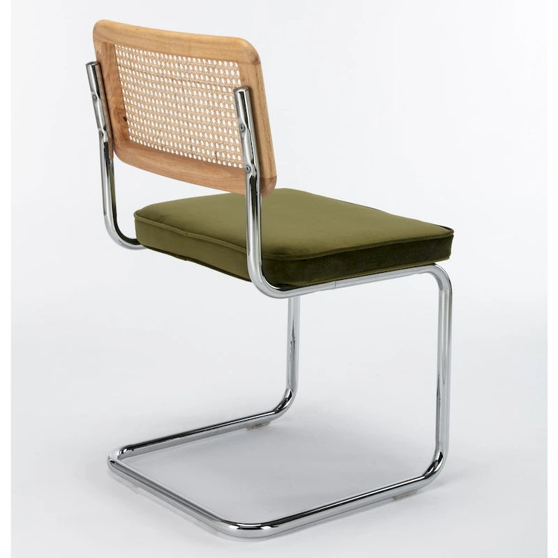 Cane Back Velvet Side Chair