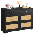 6-Drawer Rattan Storage Chest of Drawers Cabinet Dresser