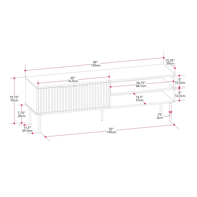 Fluted TV Stand for TVs up to 75