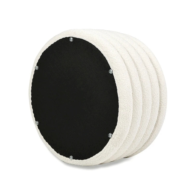 36" Boucle Sherpa Round Upholstered Storage Cocktail Ottoman