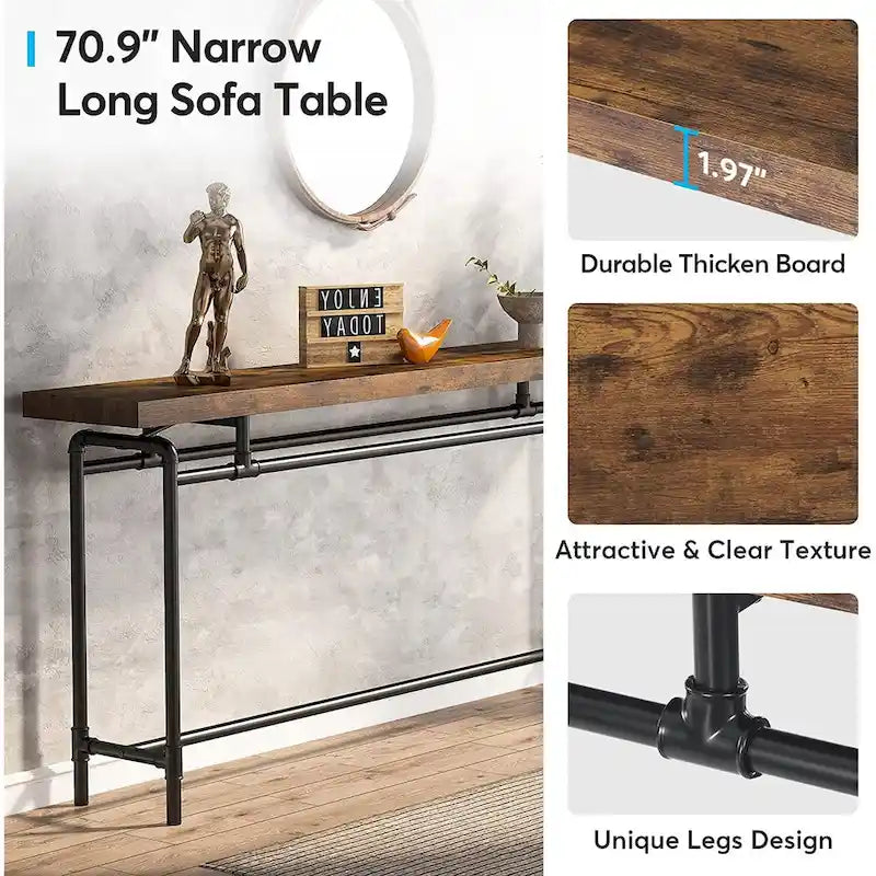 Console Table, 70.9" Narrow Long Entryway Table for Living Room