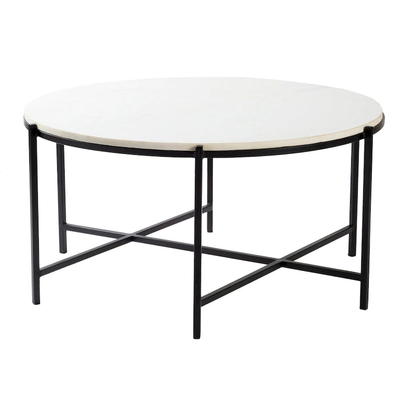 Marble and Matte Metal Modern Center Table