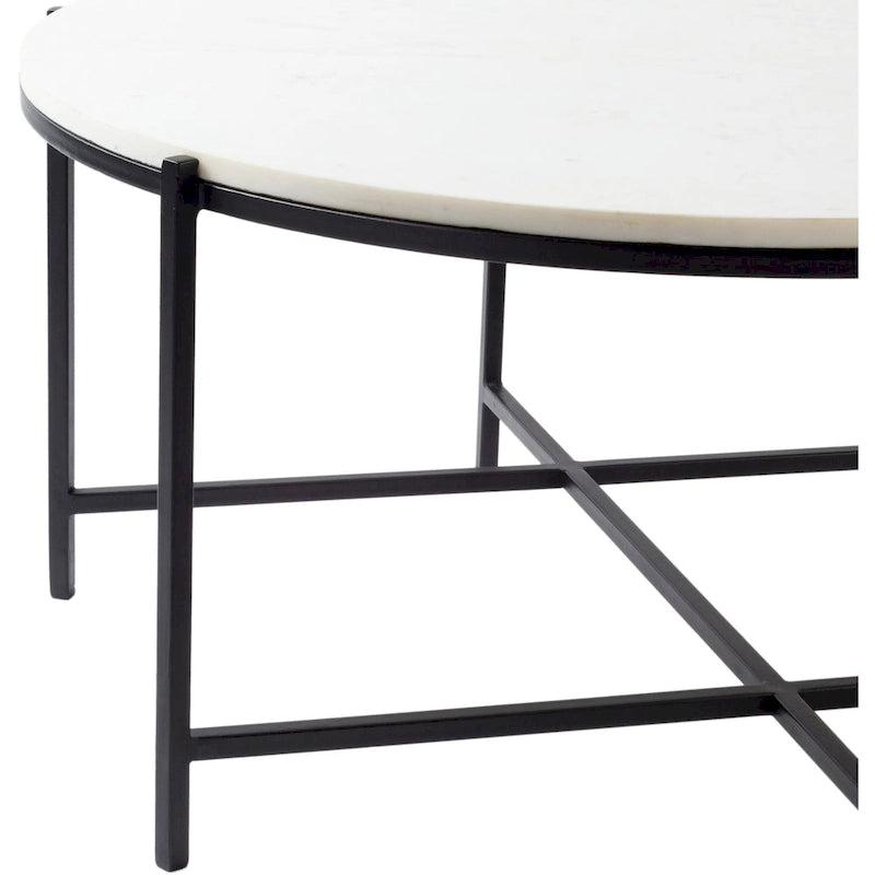 Marble and Matte Metal Modern Center Table