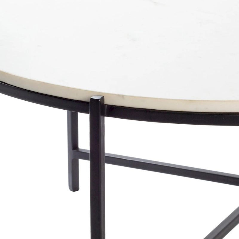 Marble and Matte Metal Modern Center Table