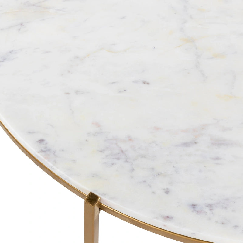 Marble and Matte Metal Modern Center Table
